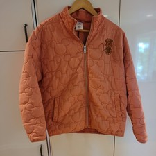 Disney Parks Minnie Mouse Quilted Pink Peach Puffer Bomber Jacket Size M