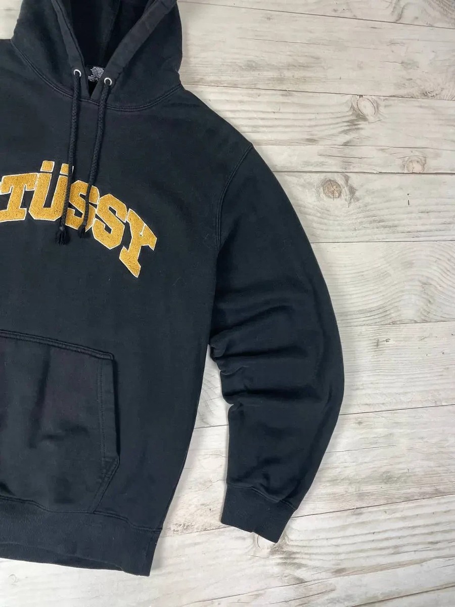 Vintage Stussy Chenille Arch Hoodie Big Logo Men Sz L Black | eBay
