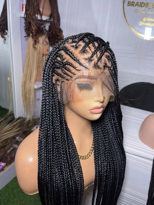 Ghana Weave Cornrows Kleberlose Zöpfe Perücke Full Lace mit Babyhaar