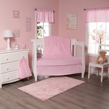EVERYDAY KIDS 4 Pc Crib Bedding for Girls Nursery Set Includes Baby Bed Quilt,