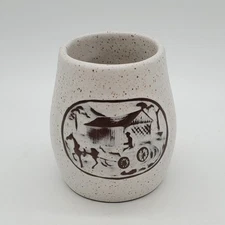 VINTAGE ONION RIVER POTTERY sugar bowl 3.5” missing lid SPECKLED MARKED MINT