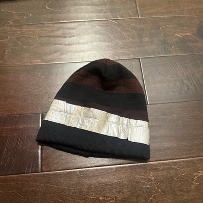 Rare RAF SIMONS Duct Tape Wool Striped Beanie OS Made In Italy 100% Merino Wool