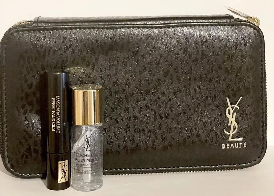 YSL Beauty Black Faux Patent Leather Makeup Cosmetic Case