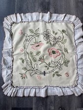 Pillow Sham Embroidered Pink Flowers 20x20 Inches 16