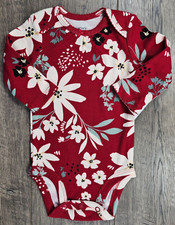 Baby Girl Clothes New Carter's 3 Month Dark Red Flower Bodysuit
