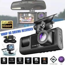 HD 1080P Car Dual Lens Dash Cam Front/Rear/Inside Video Recorder Camera G-sensor