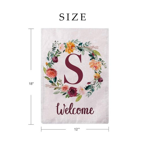 ULOVE LOVE YOURSELF Letter S Garden Flag with Flowers Wreath Double Sided Pri... - Picture 3 of 5