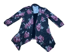Naif Large Floral Open Front Cardigan With Long Sleeves