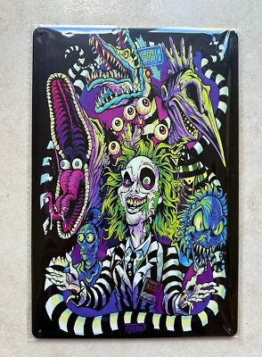 BEETLEJUICE 80er FANTASY HORRORFILM BLECHSCHILD MANN HÖHLE TIM BURTON 20x30cm
