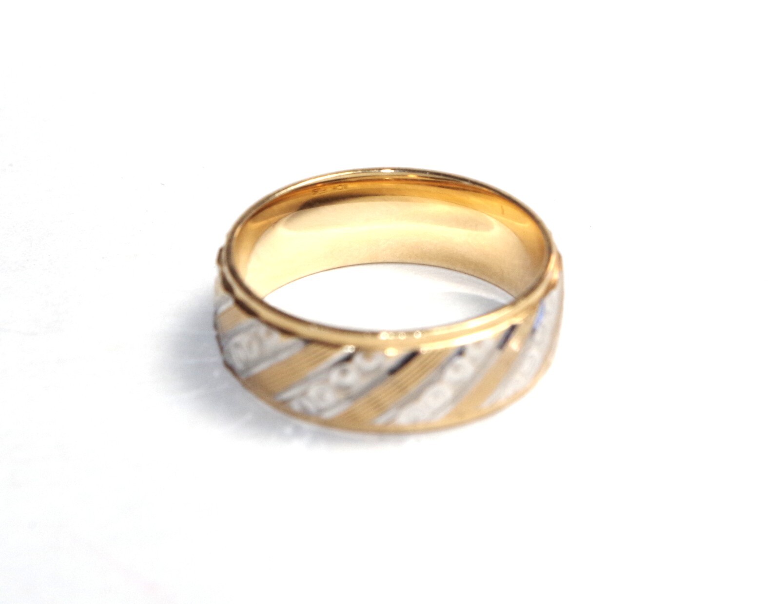 Quality Solid Yellow Gold 10K Thick Two-Tone Diam… - image 3