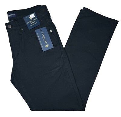 U.S. Polo Assn. #11388 NEW Men's Black Stretch Twill 5 Pocket Slim Straight Pant