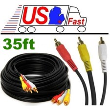 SHIELDED 35ft long Triple RCA Audio Video,a/v AV Yellow/Red/White TV/VCR Cable