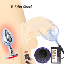 Electrical Male E-Stim Shock Chastity Cage Plug Estim Stretching Dilator BDSM US