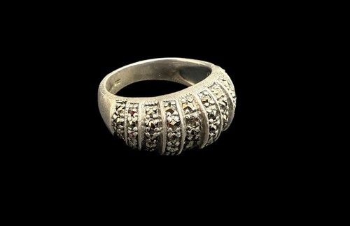 Designer ACI 925 Sterling Silver Marcasite Ring Size 7.5