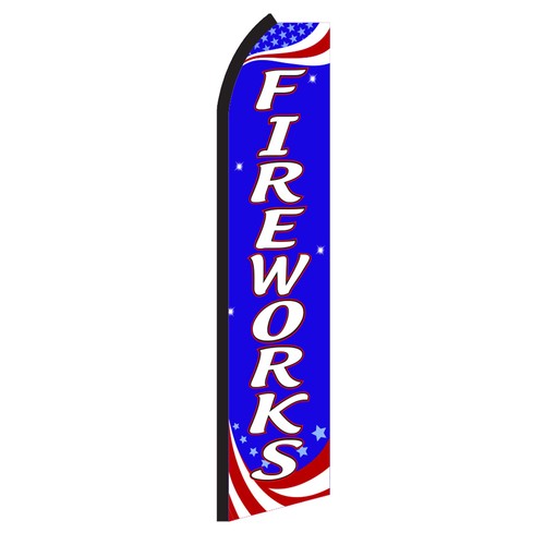 Fireworks Feather Flutter Flag - 11.5ft Tall Decorative Flag For 4th Of July & Events