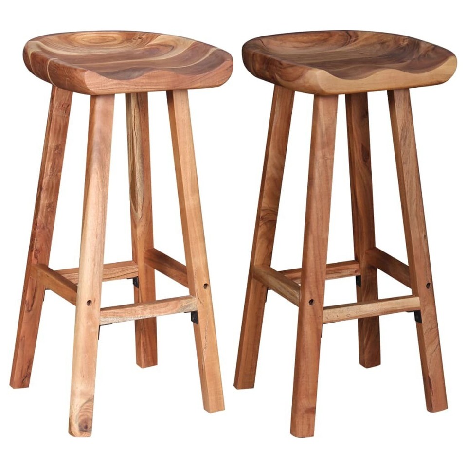 Bar Stools 2 pcs Solid Acacia Wood 8718475531166 eBay