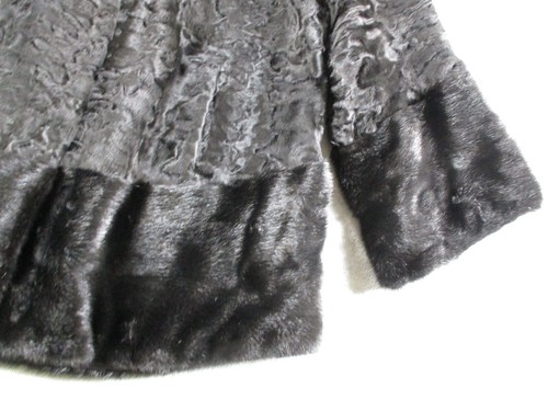 Abrigo Colección Piel Erton Mujer Cola Ancha Negro Cordero Persa Visón Talla 52 EE. UU. 16 - Imagen 13 de 21