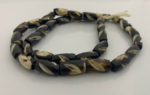 Carved Bone Two Tone Spiral Cut Buffalo Bone Horn Hairpipe Beads All sizes - Picture 2 of 4