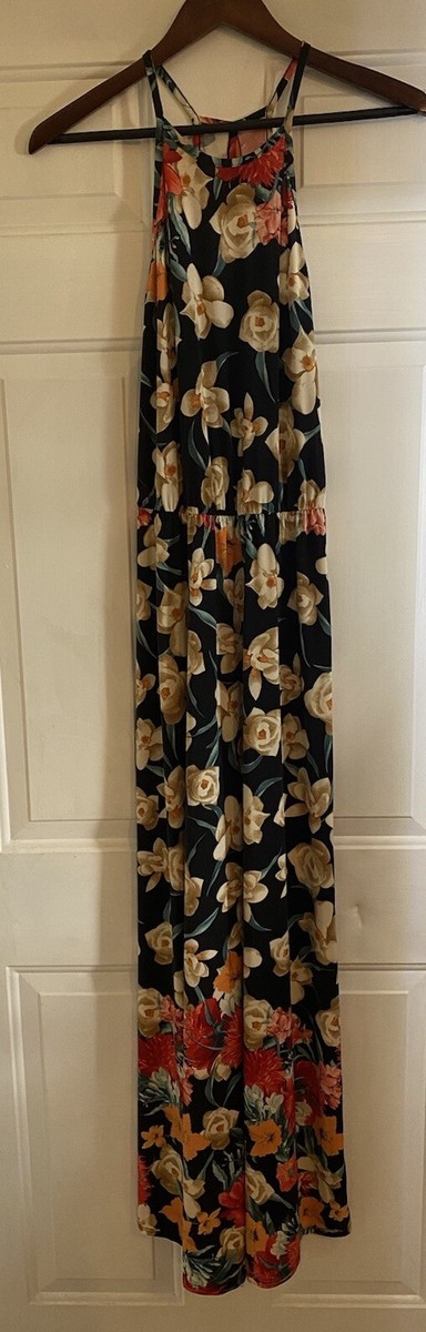 french grey floral dress Women’s Size Small Multi Color Maxi Sleeveless christmas party fashion