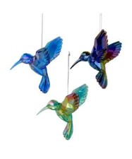 Set of 3 Iridescent Hummingbird Acrylic Ornaments T1509   w