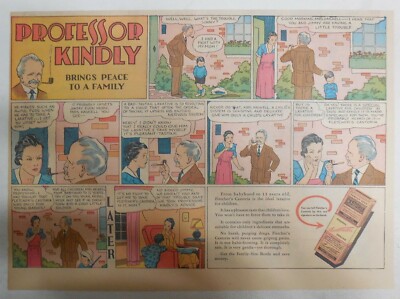 Fletcher's Castoria Ad: Professor Kindly Brings Peace ! from 1930's 11 x 15 inch