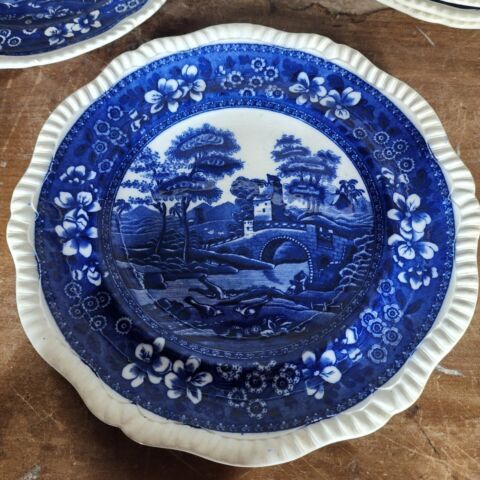 COPELAND SPODE'S TOWER 10.25" 10" 9" Imprinted Stamp Antique Plates - Picture 8 of 9