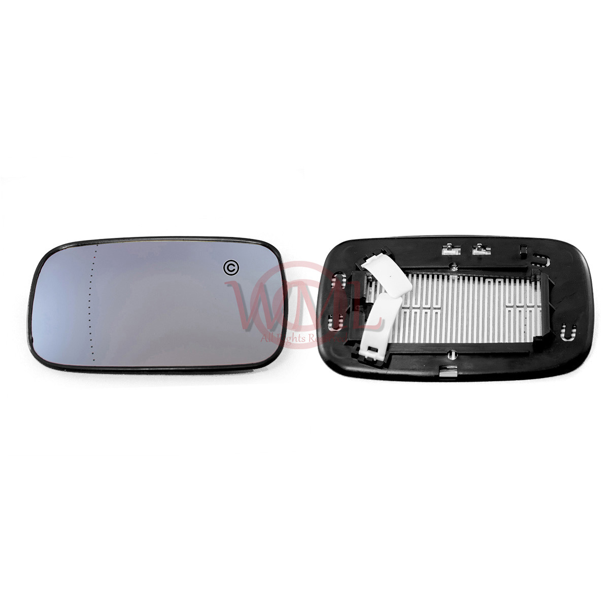 VOLVO V50 2004>2006 DOOR/WING MIRROR GLASS SILVER ASPHERIC,HEATED&BASE,LEFT SIDE