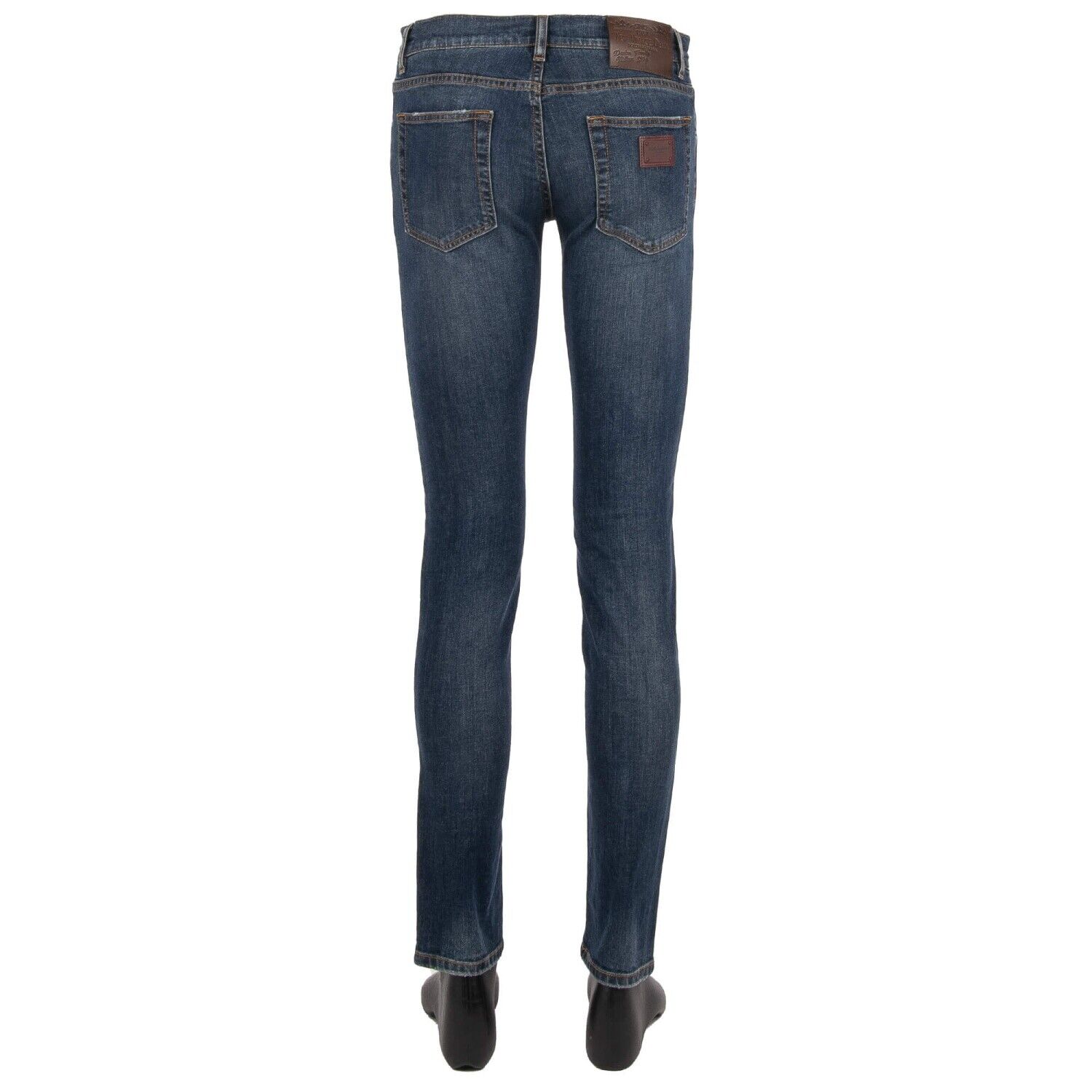 DOLCE & GABBANA 5-Pockets SKINNY Denim Jeans Trousers with Logo Plate Blue  11273