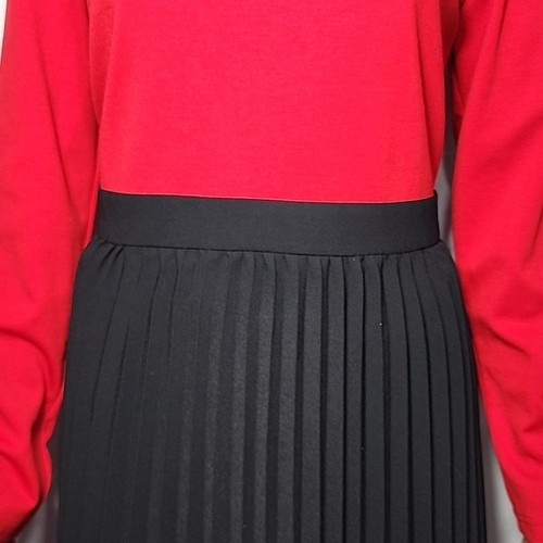Leslie Fay long Sleeve Pleated Midi Dress Red And Black Size 12 NWT - Picture 6 of 12