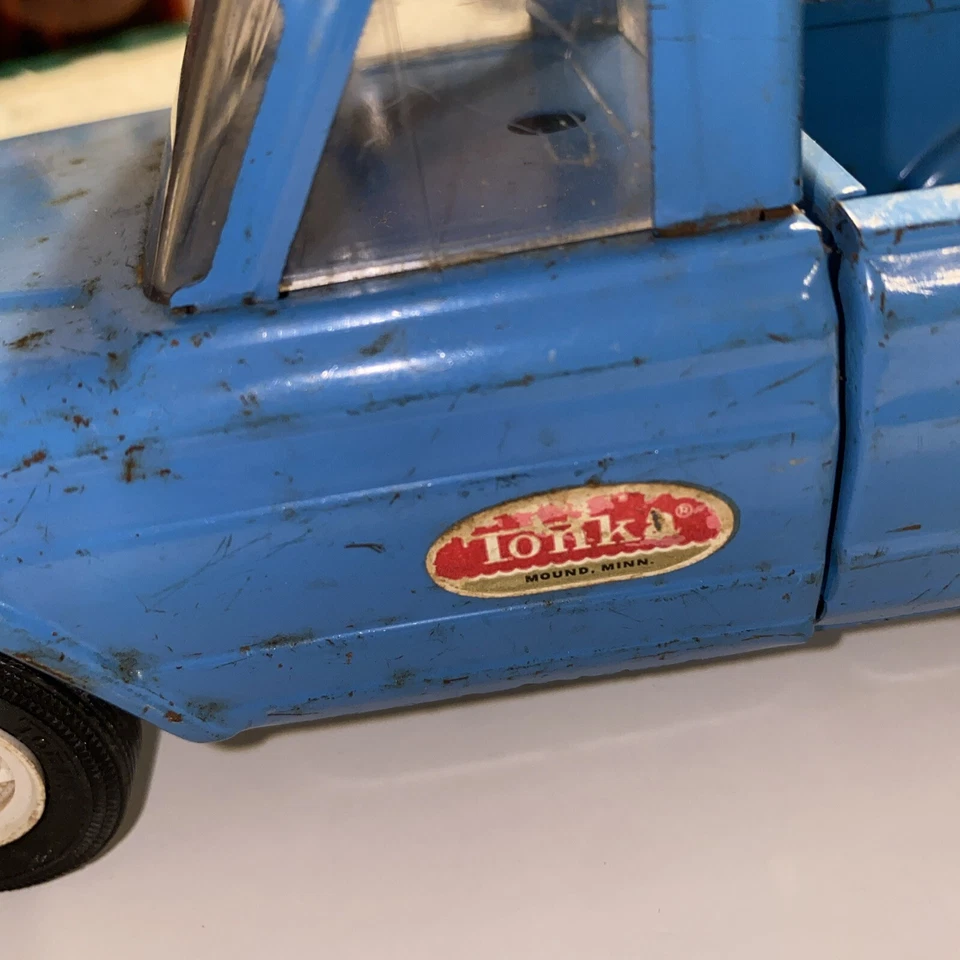 "Camioneta pick-up Jeep Tonka azul vintage años 60 9"" acero prensado #52030" Foto 2 de 4