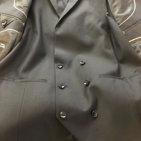 Traje Steven Land Angelo Hombre Clásico 3 Piezas Lana Negra 2 Botones 42/36L Foto 4 de 4