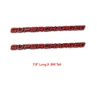 2 SUPERCHARGED SUPER CHARGED ENGINE FENDER HOOD EMBLEMS BADGE BLACK RED PAIR