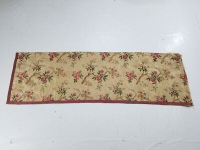 Vintage französischer Seidenbrokat floral bemalte Platte 236x70cm