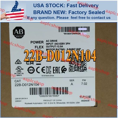 Allen Bradley 22B-D012N104 AB PowerFlex 40 12A 7.5HP AC Drive 22B D012N104