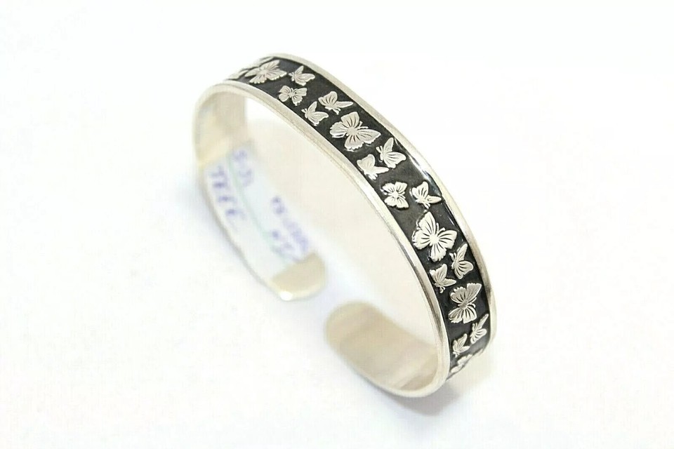 Bangle Bracelet Kada 925 Sterling Silver Hand Engraved Enamel Unisex ...