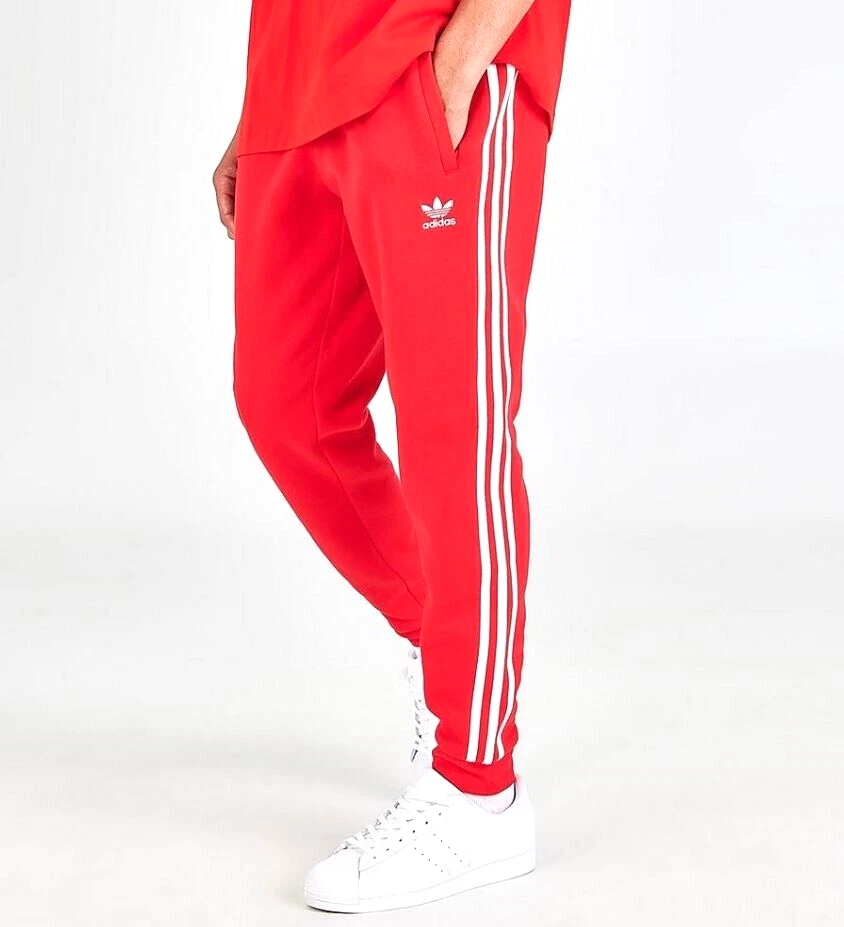 Adidas 3 hotsell stripe pants red