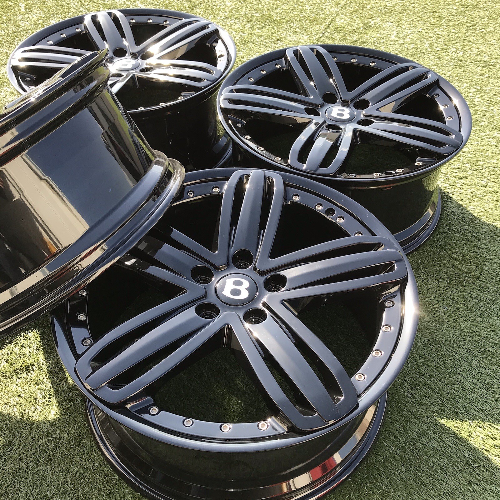21" Bentley  Mulsanne Rims Wheels Stock OEM Genuine Black 2 Piece Factory Set 4 