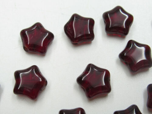Garnet Red Star Beads - Czech Glass 8mm - Jewelry Findings Earring Beads Qty 12 - Afbeelding 1 van 9