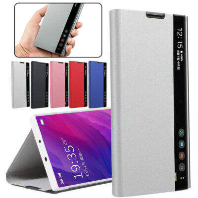 Smart View Leather Flip Handy SchutzHülle Tasche For Samsung S24 S23 S22 S21 S20