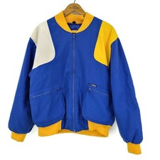 Vintage 80s Chindar Jacket Mens Large Baker Street 1742 Puffer Blue Yellow White