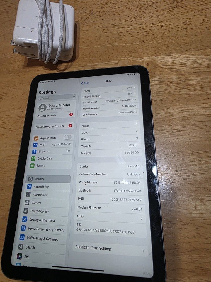 Apple iPad mini (6th Generation) A2568 256 GB, Wi-Fi + 5G, 8.3 in ...
