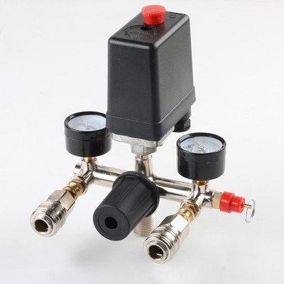 Druckschalter für Kompressor 240V 16Amp max. 8 bar 2 Messanzeigen Druckminderer