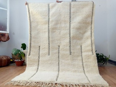 New Luxury Moroccan Beni Ourain Wool Rug Color White Handmade Design Carpet Rug