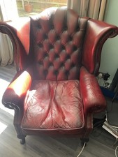 Chesterfield Oxblood Red Wingback Leather Armchair