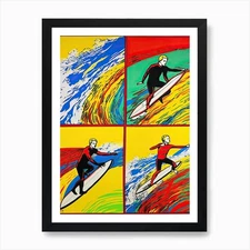 Surfing Pop Art 1 Art Print Framed Wall Art Poster Canvas Print Picture
