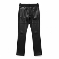 Lauren Ralph Lauren Women Faux Leather Leggings 14 Black Front Ponte Pleather