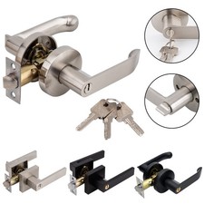 Internal Door Lever Handle Sets Latch Bathroom Bedroom Door Lever Lock with Key