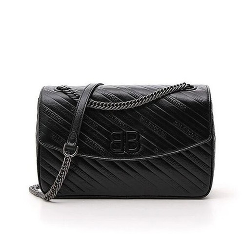 Authentic black Balenciaga BB Chain leather flap bag - tags and dustbag included