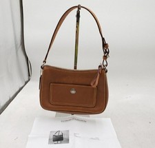 Coach Brown Pebbled Shoulder Bag, Zipper Accent, Logo, Zip Closure w/ COA