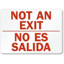Bilingual No Exit Entrance Aluminum Weatherproof Sign b00041